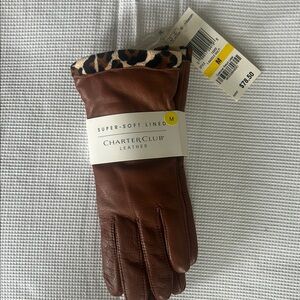 Charter Club Brown Leather Gloves